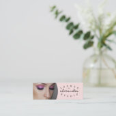 Blush Roze Script Sociaal Icoon QR Code Foto Wimpe Mini Visitekaartje (Staand voorkant)