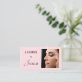 Blush Roze Script Sociaal Icoon QR Code Foto Wimpe Visitekaartje (Staand voorkant)
