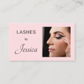 Blush Roze Script Sociaal Icoon QR Code Foto Wimpe Visitekaartje (Voorkant)