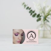 Blush Roze Script Sociaal Icoon QR Code Foto Wimpe Visitekaartje (Staand voorkant)