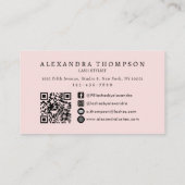 Blush Roze Script Sociaal Icoon QR Code Foto Wimpe Visitekaartje (Achterkant)