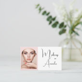 Blush Roze Script Sociale Icon QR Code Foto Make-u Visitekaartje (Staand voorkant)