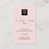 Blush Roze Script Sociale Icon QR Code Foto Make-u Visitekaartje (Achterkant)