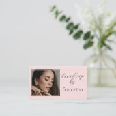 Blush Roze Script Sociale Icon QR Code Foto Make-u Visitekaartje (Staand voorkant)
