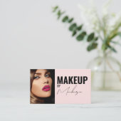 Blush Roze Script Sociale Icon QR Code Foto Make-u Visitekaartje (Staand voorkant)