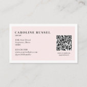 Blush Roze Script Sociale Icon QR Code Foto Make-u Visitekaartje (Achterkant)