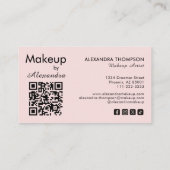 Blush Roze Script Sociale Icon QR Code Foto Make-u Visitekaartje (Achterkant)