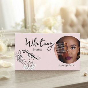 Blush Roze Script Sociale Icon QR Code Foto Make-u Visitekaartje