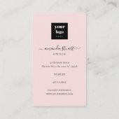 Blush Roze Script Sociale Icon QR Code Foto Make-u Visitekaartje (Achterkant)