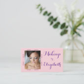 Blush Roze Script Sociale Icon QR Code Foto Make-u Visitekaartje (Staand voorkant)