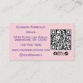 Blush Roze Script Sociale Icon QR Code Foto Make-u Visitekaartje (Achterkant)