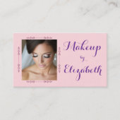 Blush Roze Script Sociale Icon QR Code Foto Make-u Visitekaartje (Voorkant)