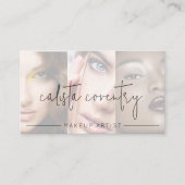 Blush Roze Script Sociale Icon QR Code Foto Make-u Visitekaartje (Voorkant)