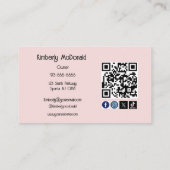 Blush Roze Script Sociale Icon QR Code Foto Nagels Visitekaartje (Achterkant)