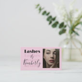 Blush Roze Script Sociale Icon QR Code Foto Wimper Visitekaartje (Staand voorkant)
