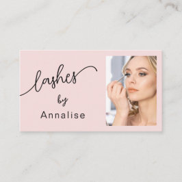 Blush Roze Script Sociale Icon QR Code Foto Wimper Visitekaartje