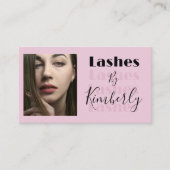 Blush Roze Script Sociale Icon QR Code Foto Wimper Visitekaartje (Voorkant)
