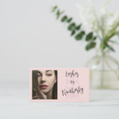 Blush Roze Script Sociale Icon QR Code Foto Wimper Visitekaartje (Staand voorkant)