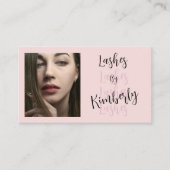 Blush Roze Script Sociale Icon QR Code Foto Wimper Visitekaartje (Voorkant)