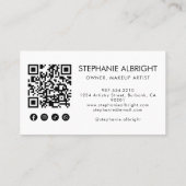 Blush Roze Script Sociale Icon QR Code Foto Wimper Visitekaartje (Achterkant)