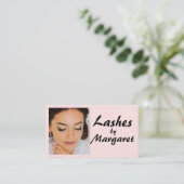Blush Roze Script Sociale Icon QR Code Foto Wimper Visitekaartje (Staand voorkant)