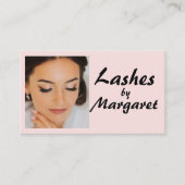 Blush Roze Script Sociale Icon QR Code Foto Wimper Visitekaartje (Voorkant)