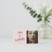 Blush Roze Script Sociale Icon QR Code Foto Wimper Visitekaartje (Staand voorkant)
