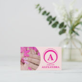Blush Roze Script Sociale Icoon QR Code Foto Nagel Visitekaartje (Staand voorkant)