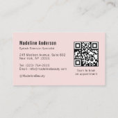 Blush Roze Script Sociale Icoon QR Code Foto Wimpe Visitekaartje (Achterkant)