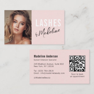 Blush Roze Script Sociale Icoon QR Code Foto Wimpe Visitekaartje