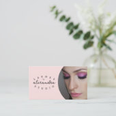 Blush Roze Script Sociale Icoon QR Code Foto Wimpe Visitekaartje (Staand voorkant)