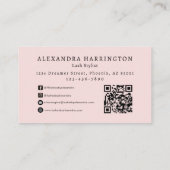 Blush Roze Script Sociale Icoon QR Code Foto Wimpe Visitekaartje (Achterkant)
