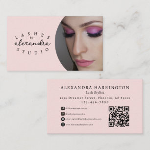Blush Roze Script Sociale Icoon QR Code Foto Wimpe Visitekaartje
