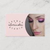 Blush Roze Script Sociale Icoon QR Code Foto Wimpe Visitekaartje (Voorkant)