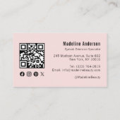 Blush Roze Script Sociale Icoon QR Code Foto Wimpe Visitekaartje (Achterkant)
