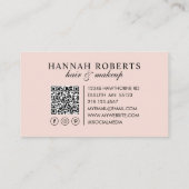 Blush Roze Script Sociale QR Code Foto Haar Make-u Visitekaartje (Achterkant)