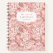 Blush Roze Scroll Floral Girly Chic Patroon Naam Notitieboek (Voorkant)