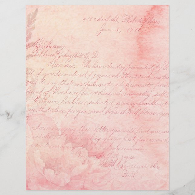 Blush Roze Shabby Chic Scrapbook Paper (Voorkant)