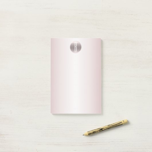 Blush roze Shine & Shimmer Glam Rustige Monogram Post-it® Notes (Op bureau)