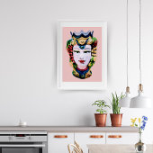 Blush Roze Siciliaanse Vrouw Moor Hoofd Print
