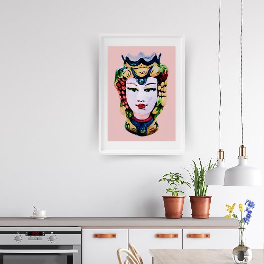 Blush Roze Siciliaanse Vrouw Moor Hoofd Print