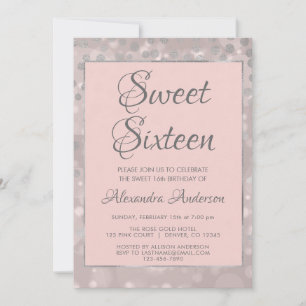 Blush roze & Silver Confetti Sweet 16-dag Kaart