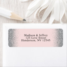 Blush roze & Silver Glitter Return Address