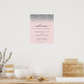Blush Roze & Silver Unplugged Weduwen Welkom Poster (Keuken)