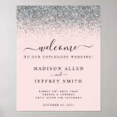 Blush Roze & Silver Unplugged Weduwen Welkom Poster (Voorkant)