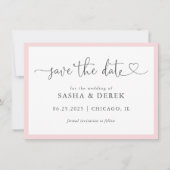 Blush Roze Simple Modern Save the Date (Voorkant)