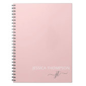 Blush Roze Simple Script Girly Monogram Name Notitieboek (Voorkant)