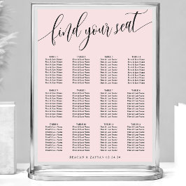 Blush Roze Simple Wedding Seating Chart Poster