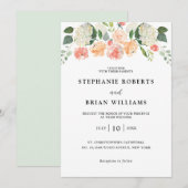 Blush Roze sinaasappel bloemenbruiloft waterverf Kaart (Voorkant / Achterkant)