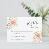 Blush Roze sinaasappel bloemenbruiloft waterverf RSVP Kaartje (Staand voorkant)